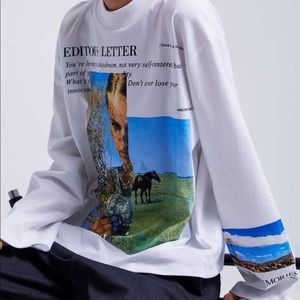 Zara long sleeve art graphic ribbed collar